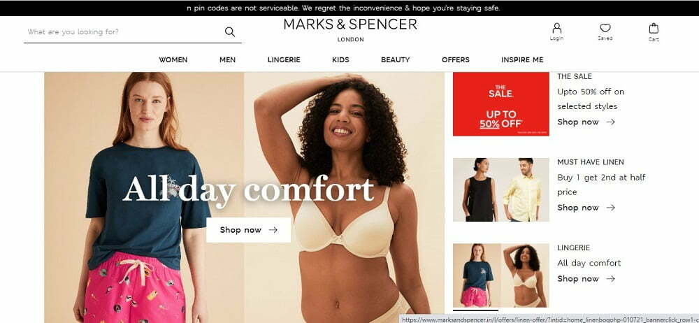 Marks and Spencer India Banner
